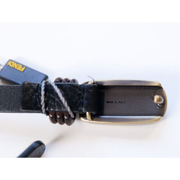 FENDI Rare Vintage Pink Stone Black Leather Belt (Size 70cm, 28in) main image 9